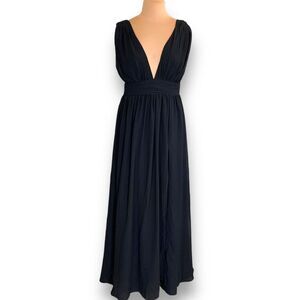 Lulus Heavenly Hues Dress Black Maxi Sleeveless Vneck Flowing Formal Gown